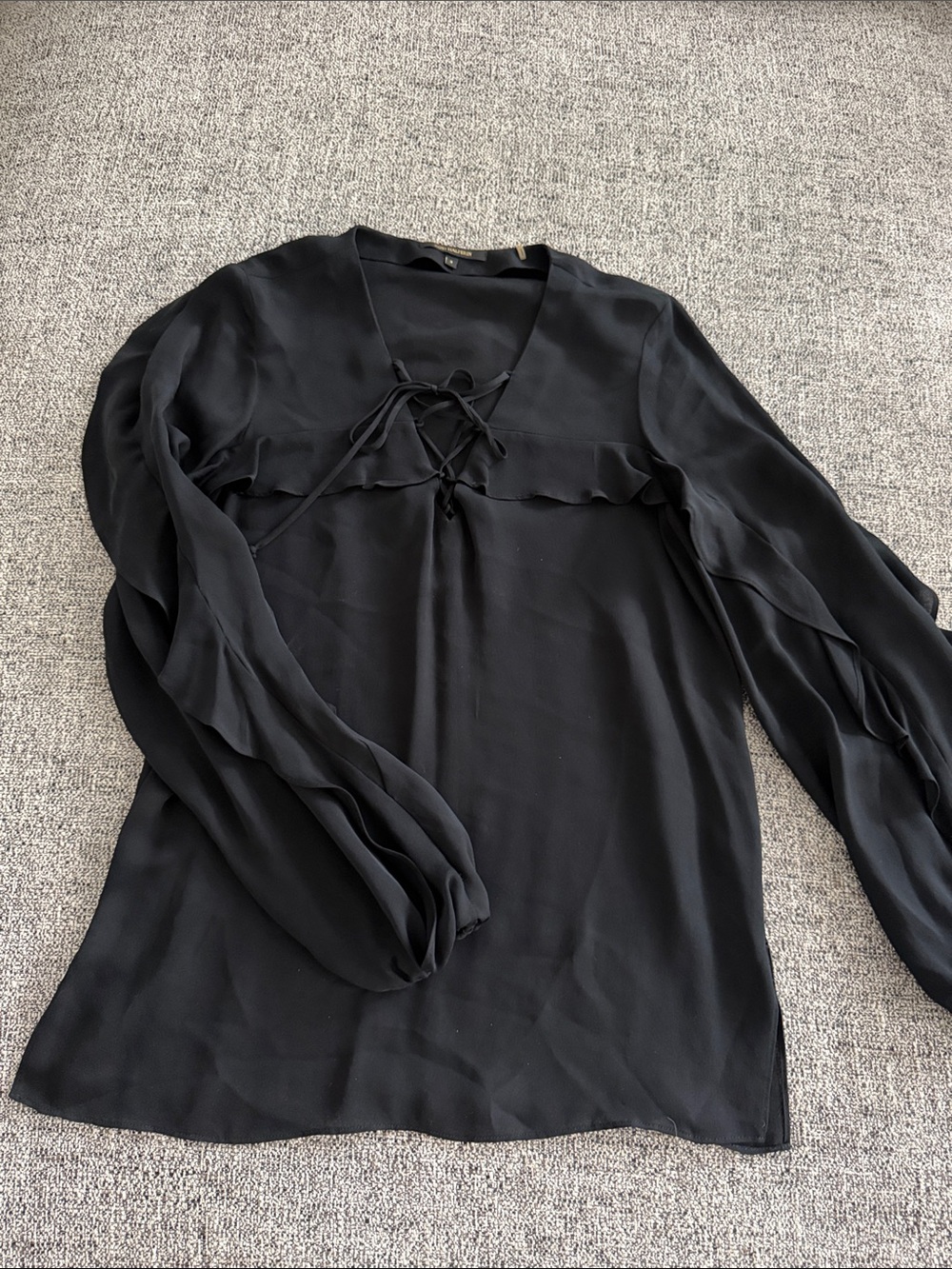 Kobi Halperin Black Long-Sleeve Lace-Up Blouse